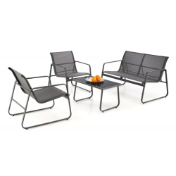 Zestaw mebli ogrodowych Conor (sofa + 2xfotel + ława) ciemny popiel