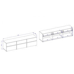 Szafka RTV z trzeba szufladami Cross 41 biały/czarny