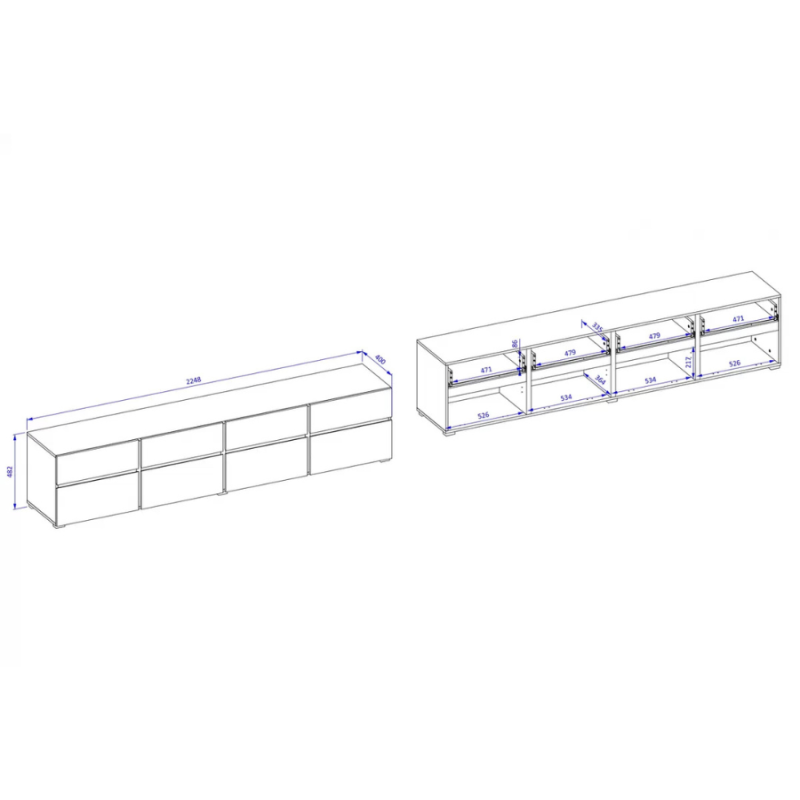 Szafka RTV z czterema szufladami Cross 40 biały/czarny