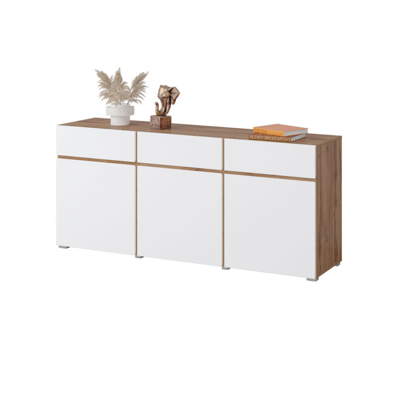 Komoda 3D3S Cross 41 Dąb wotan/biały Helvetia Wieruszów