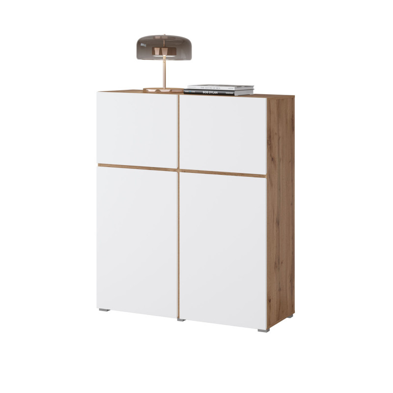 Komoda wysoka 4D Cross 76 Dąb wotan/biały Helvetia Wieruszów