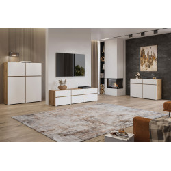 Komoda Cross 3D3S biały front/dąb wotan Helvetia | Domowanie.pl Komoda Cross 3D3S biały front/dąb wotan Helvetia | Domowanie.pl