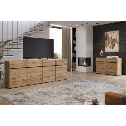 Półka ścienna Cross typ 02 dąb wotan/czarny Helvetia | Domowanie.pl Półka ścienna Cross typ 02 dąb wotan/czarny Helvetia | Domowanie.pl