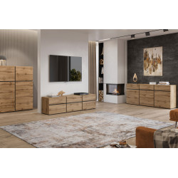 Stolik kawowy Cross 99 dąb wotan/czarny Helvetia | Domowanie.pl