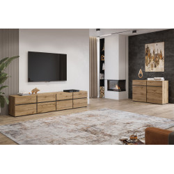 Stolik kawowy Cross 99 dąb wotan/czarny Helvetia | Domowanie.pl