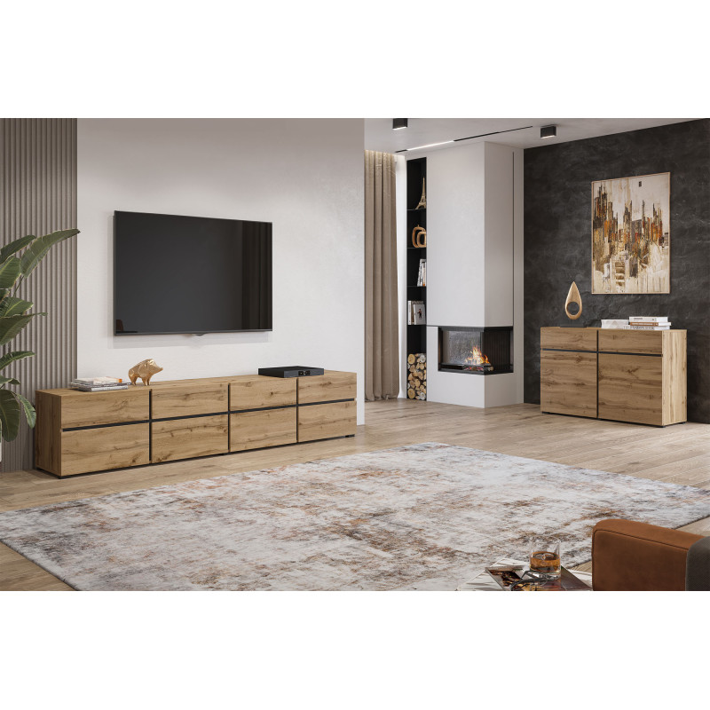 Stolik kawowy Cross 99 dąb wotan/czarny Helvetia | Domowanie.pl