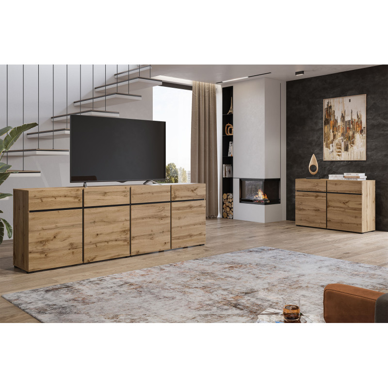 Stolik kawowy Cross 99 dąb wotan/czarny Helvetia | Domowanie.pl