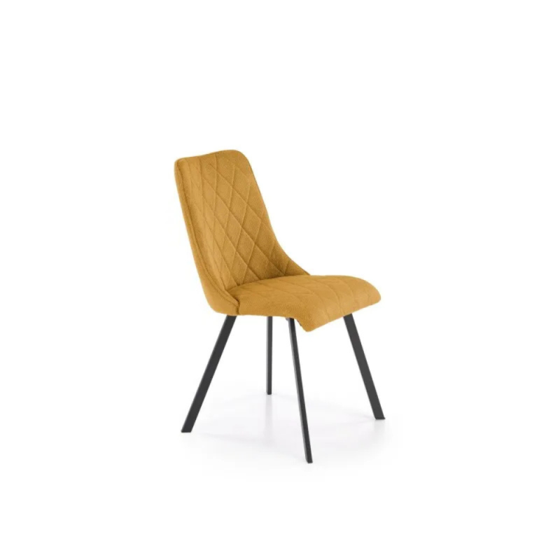 Krzesło tapicerowane z czarnymi nogami Axel musztardowe