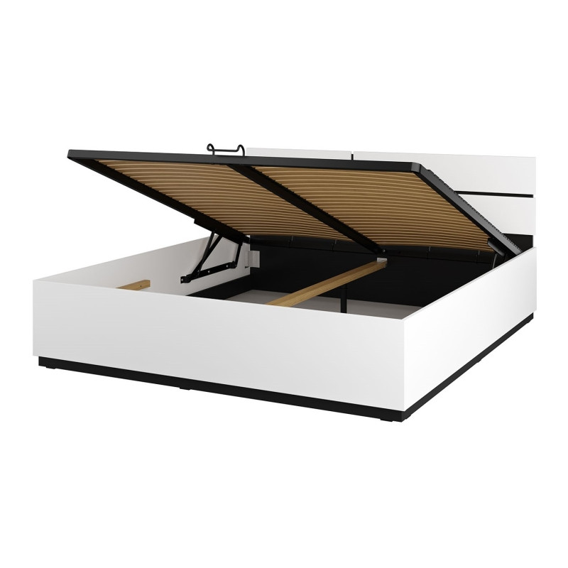 Łóżko 160 z pojemnikiem i podnośnikiem Cross S 51 Biały