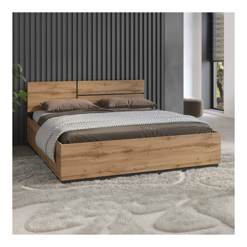 Łóżko 160 z pojemnikiem i podnośnikiem Cross S 51 Dąb wotan