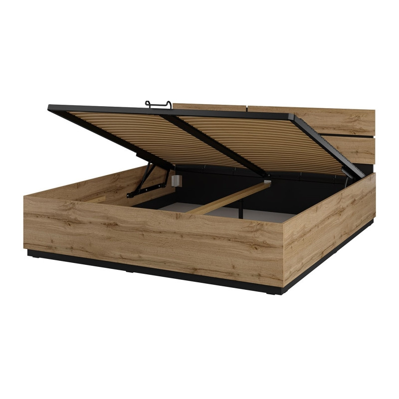 Łóżko 160 z pojemnikiem i podnośnikiem Cross S 51 Dąb wotan