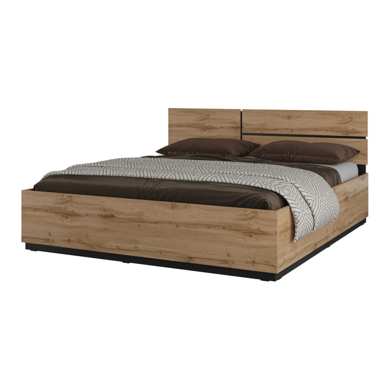 Łóżko 160 z pojemnikiem i podnośnikiem Cross S 51 Dąb wotan