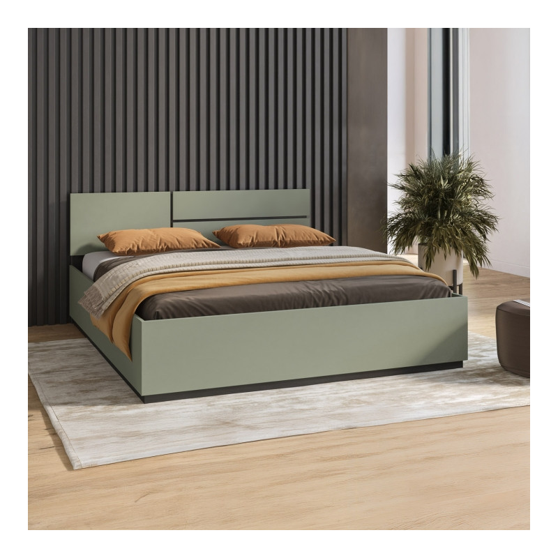 Łóżko 160 z pojemnikiem i podnośnikiem Cross S 51 Zieleń