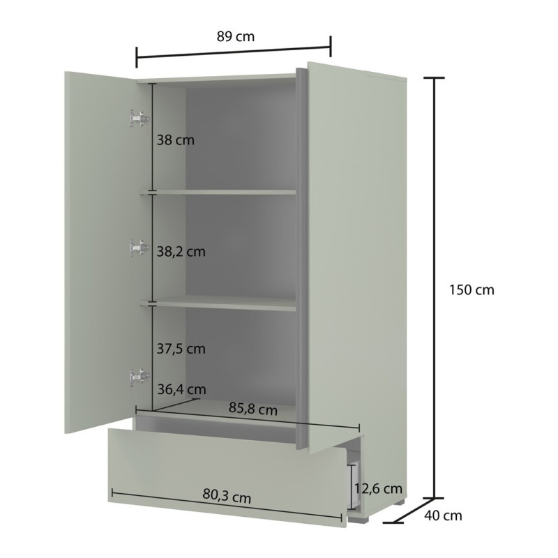 Bieliźniarka 2D1S Cross S 38 Zieleń Helvetia Wieruszów