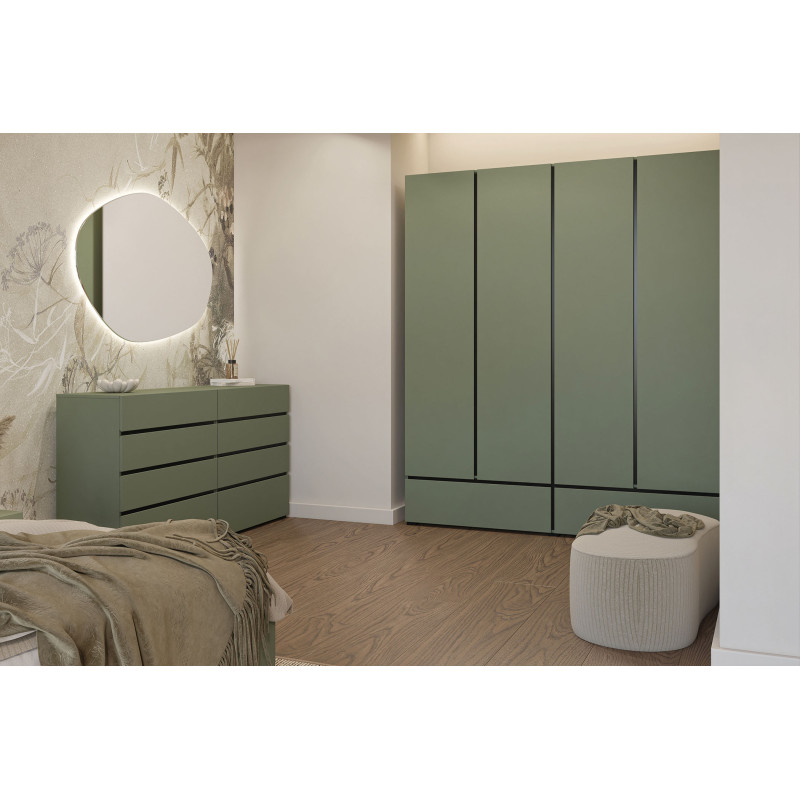 Komoda Cross S zgaszona zieleń 80x85 – 4 szuflady | Domowanie