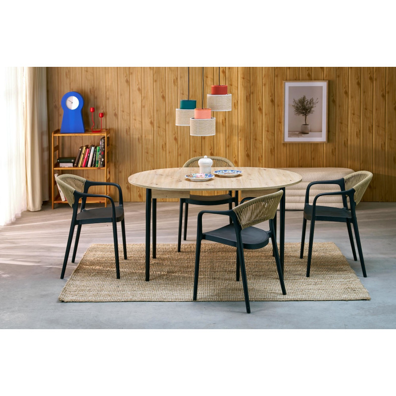 Krzesło boho Lisbon czarno-naturalne