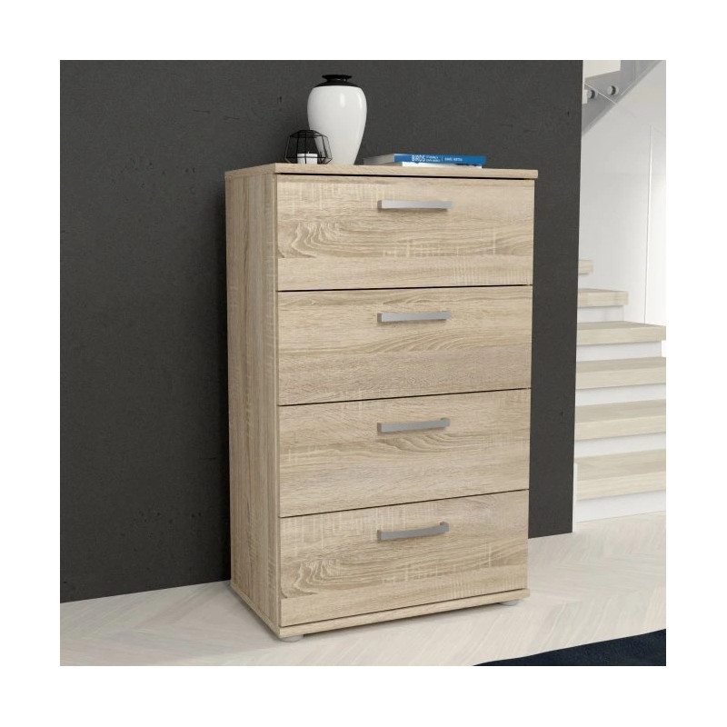 Komoda Dąb Sonoma 4 szuflady – Nowoczesna i praktyczna | Domowanie.pl