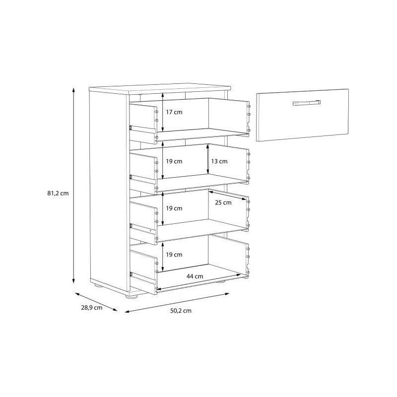 Komoda Dąb Sonoma 4 szuflady – Nowoczesna i praktyczna | Domowanie.pl