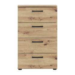 Komoda NIKO Dąb Artisan z 4 szufladami. Kompaktowy rozmiar, montaż do ściany, nowoczesny styl. Kup w Domowanie.pl!