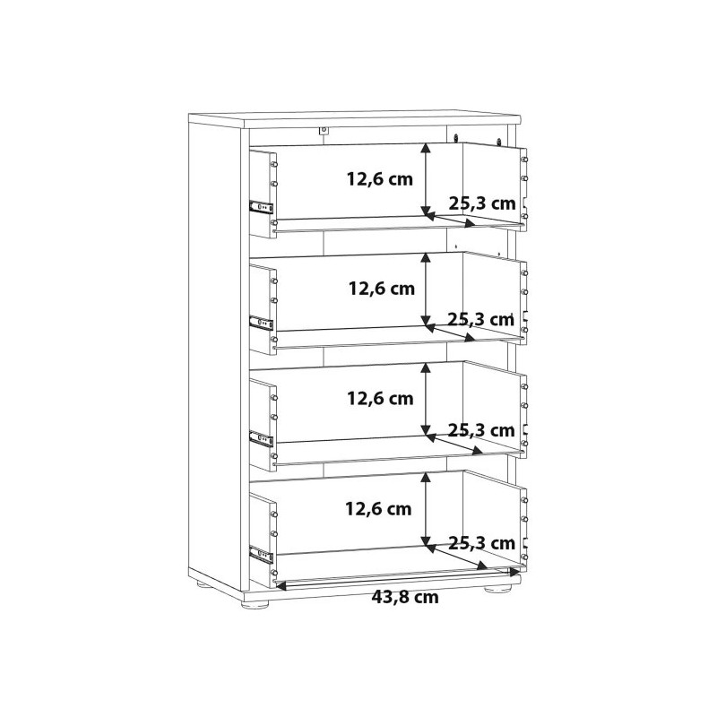 Komoda NIKO Dąb Artisan z 4 szufladami. Kompaktowy rozmiar, montaż do ściany, nowoczesny styl. Kup w Domowanie.pl!