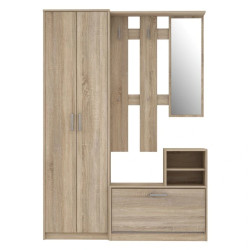 Zestaw mebli do przedpokoju Dąb Sonoma – lustro, szafa, panel | Domowanie