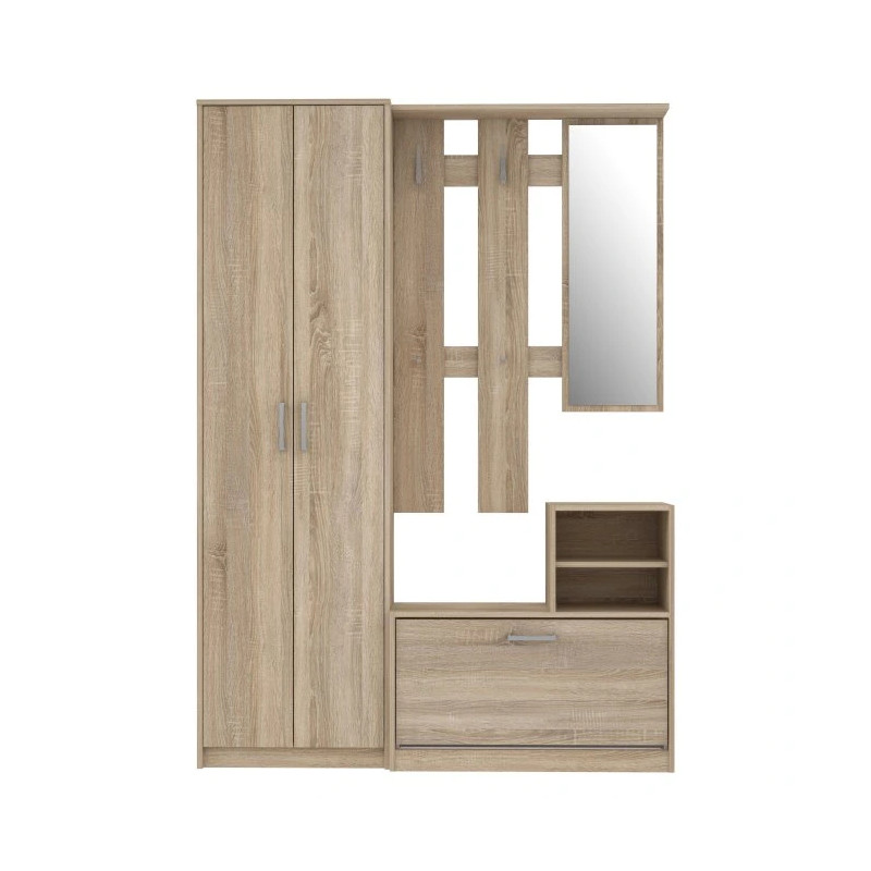 Zestaw mebli do przedpokoju Dąb Sonoma – lustro, szafa, panel | Domowanie