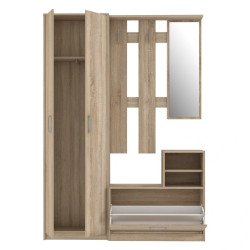Zestaw mebli do przedpokoju Dąb Sonoma – lustro, szafa, panel | Domowanie