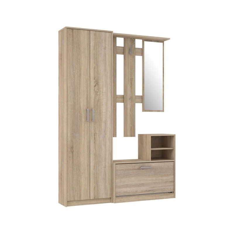 Zestaw mebli do przedpokoju Dąb Sonoma – lustro, szafa, panel | Domowanie