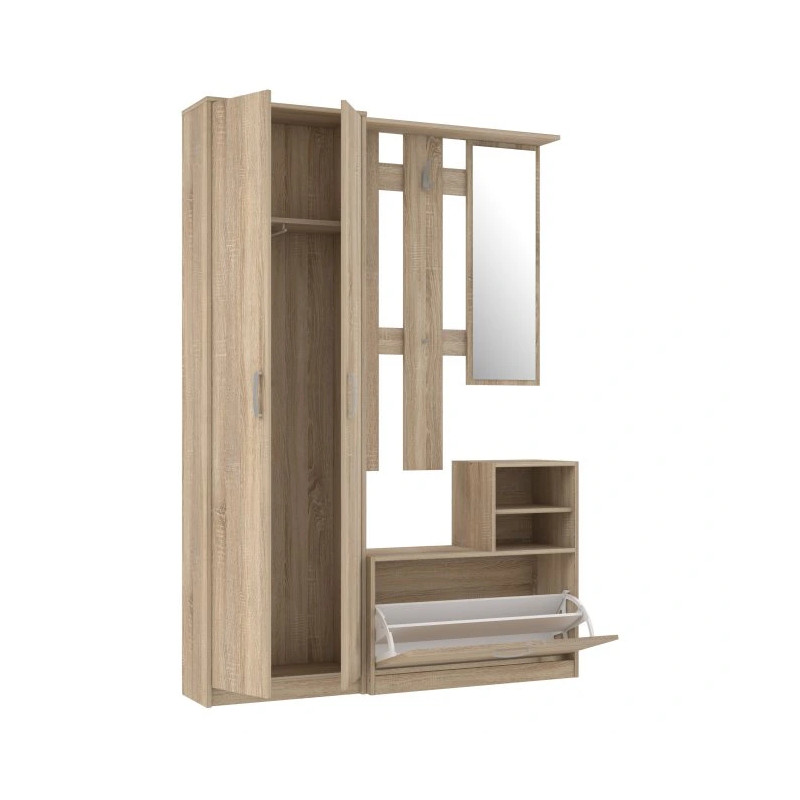 Zestaw mebli do przedpokoju Dąb Sonoma – lustro, szafa, panel | Domowanie