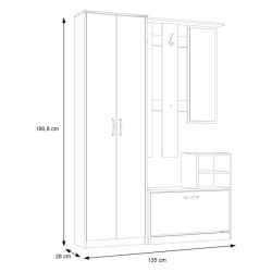 Zestaw mebli do przedpokoju Dąb Sonoma – lustro, szafa, panel | Domowanie