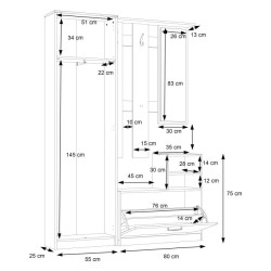 Zestaw mebli do przedpokoju Dąb Sonoma – lustro, szafa, panel | Domowanie