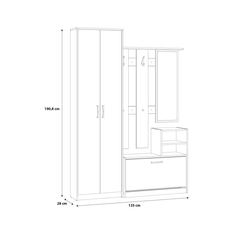 Zestaw mebli do przedpokoju NIKO Dąb Artisan – Kup online w Domowanie.pl