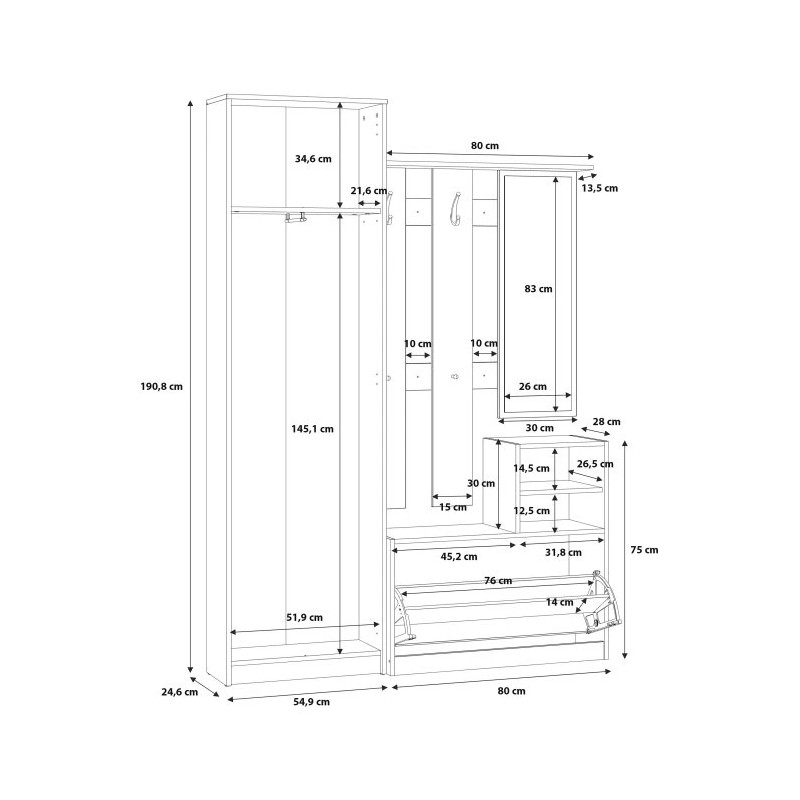 Zestaw mebli do przedpokoju NIKO Dąb Artisan – Kup online w Domowanie.pl