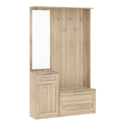 Zestaw mebli do przedpokoju Dąb Sonoma – lustro, szafka, panel | Domowanie
