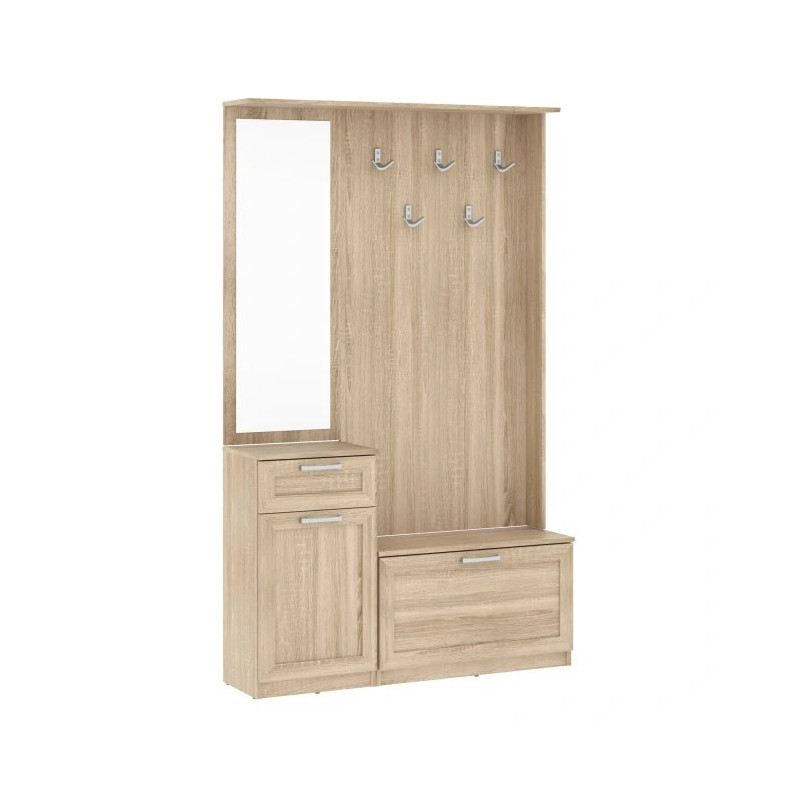 Zestaw mebli do przedpokoju Dąb Sonoma – lustro, szafka, panel | Domowanie
