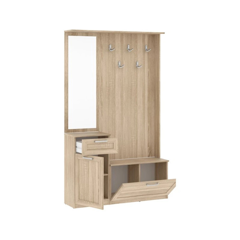 Zestaw mebli do przedpokoju Dąb Sonoma – lustro, szafka, panel | Domowanie