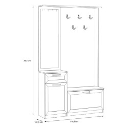 Zestaw mebli do przedpokoju Dąb Sonoma – lustro, szafka, panel | Domowanie