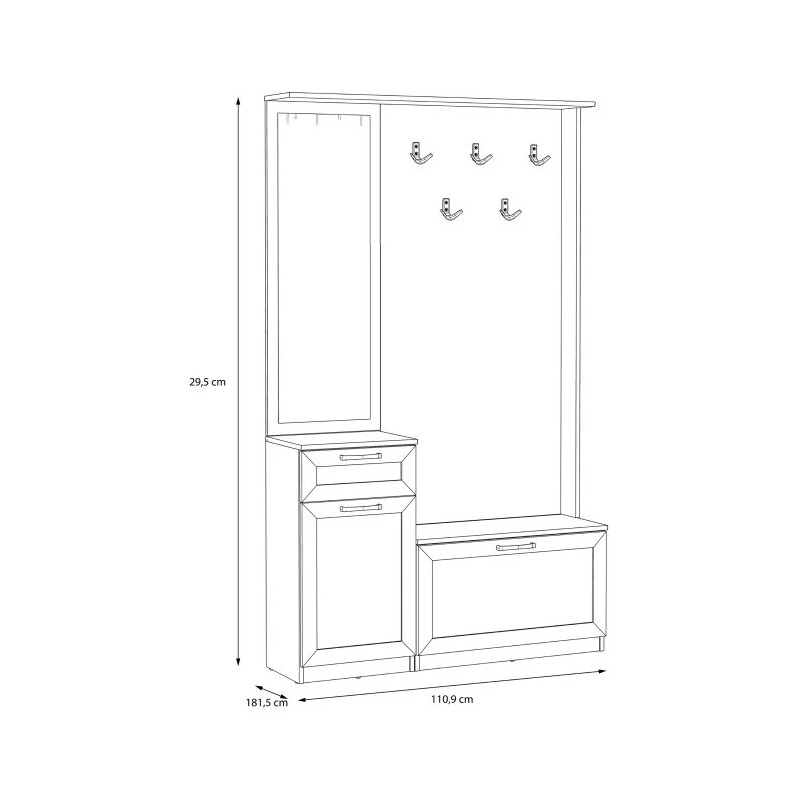 Zestaw mebli do przedpokoju Dąb Sonoma – lustro, szafka, panel | Domowanie