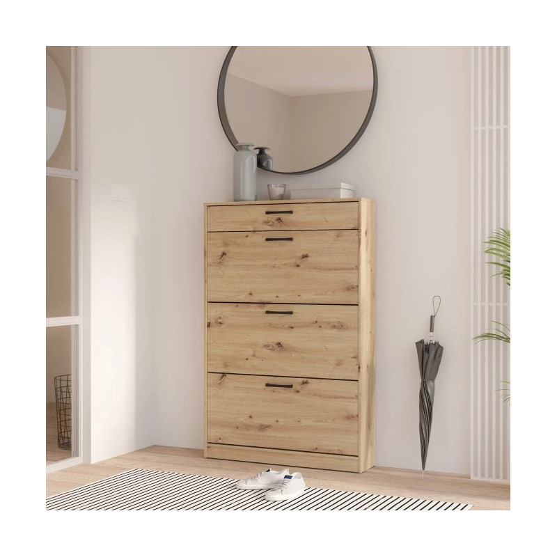 Szafka na buty szeroka NIKO Dąb Artisan – 3 fronty i szuflada | Domowanie