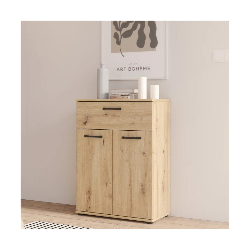 Komoda NIKO Dąb Artisan – 2 drzwi i szuflada | Kup online w Domowanie.pl