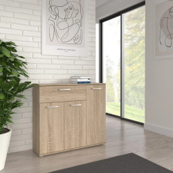 Komoda Dąb Sonoma do salonu – 3 drzwiczki, 1 szuflada | Domowanie.pl