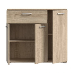 Komoda Dąb Sonoma do salonu – 3 drzwiczki, 1 szuflada | Domowanie.pl