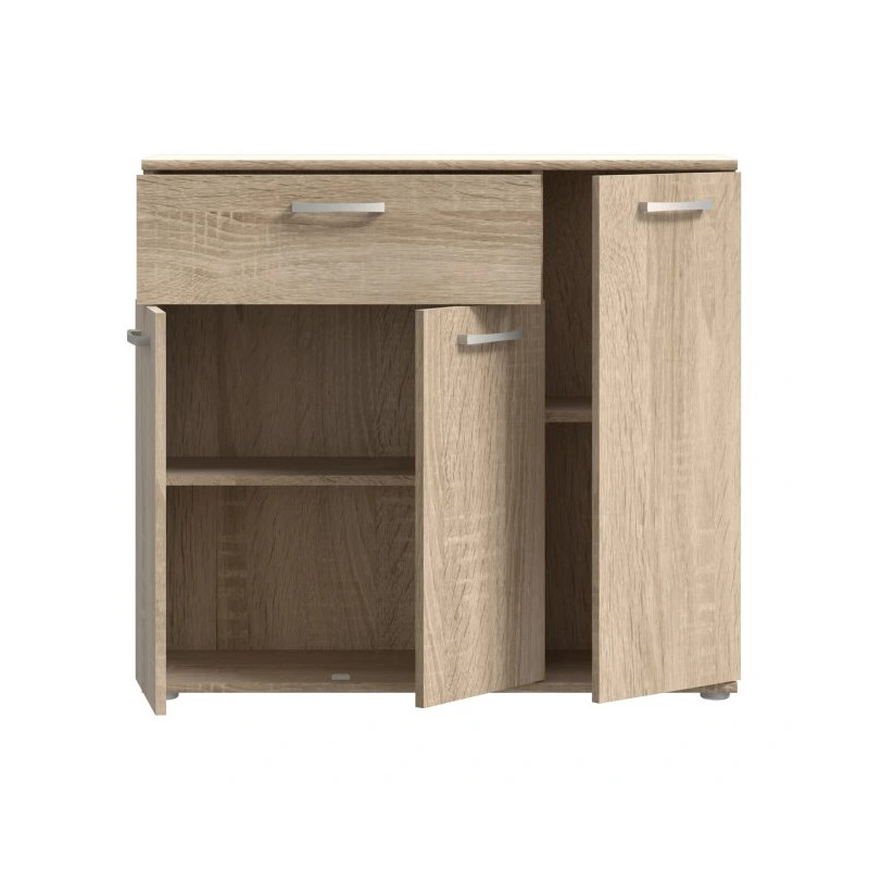 Komoda Dąb Sonoma do salonu – 3 drzwiczki, 1 szuflada | Domowanie.pl
