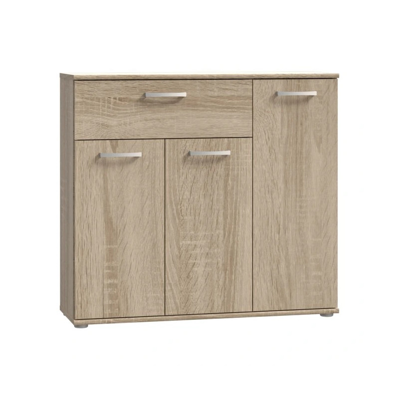 Komoda Dąb Sonoma do salonu – 3 drzwiczki, 1 szuflada | Domowanie.pl