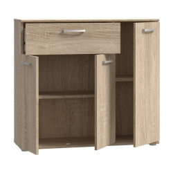 Komoda Dąb Sonoma do salonu – 3 drzwiczki, 1 szuflada | Domowanie.pl