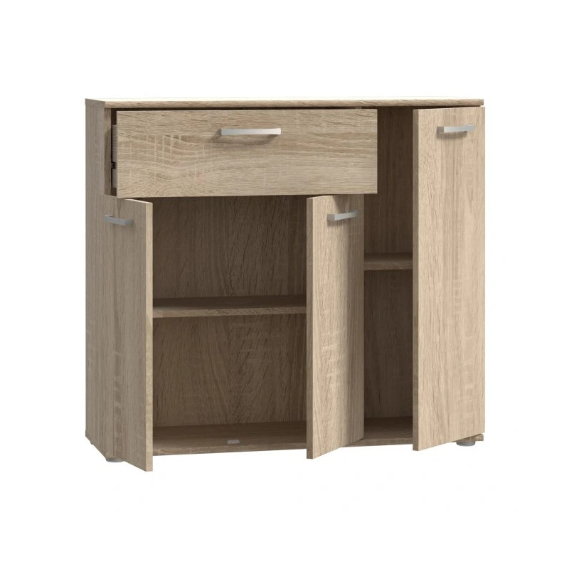 Komoda Dąb Sonoma do salonu – 3 drzwiczki, 1 szuflada | Domowanie.pl