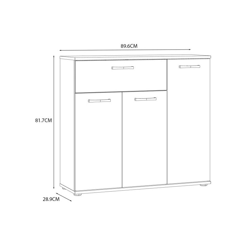 Komoda Dąb Sonoma do salonu – 3 drzwiczki, 1 szuflada | Domowanie.pl