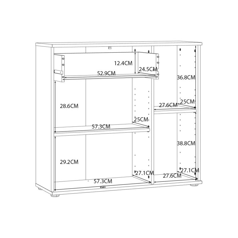 Komoda Dąb Sonoma do salonu – 3 drzwiczki, 1 szuflada | Domowanie.pl