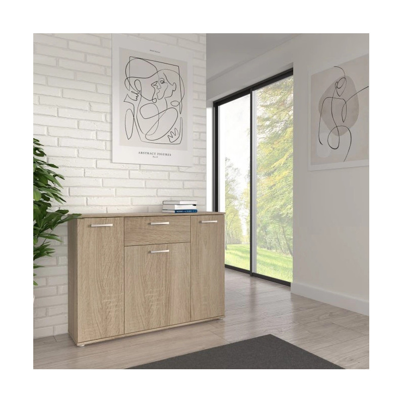 Komoda 3D1S Dąb Sonoma – funkcjonalna i stylowa | Kup w Domowanie.pl