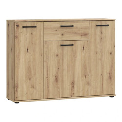 Szeroka komoda NIKO z szufladą i półkami – Dąb Artisan | Kup online